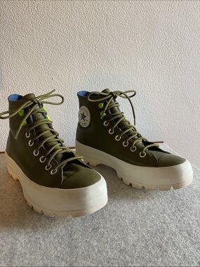 Converse High Top Platform Sneakers - Olive Green Gortex